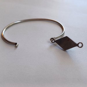 Vintage Alpaca Mexico Abalone  and Silver Hinged Bangle Bracelet