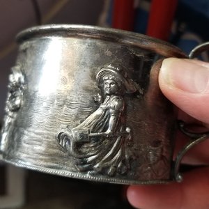 Antique Queen City Silver Co. Silver Plate Sun Bonnet Childrens Cup, Very Old