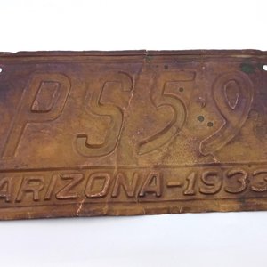 Vintage Arizona 1933 Copper Licence Plate, Collectible, Man Cave Item, Gift for Him, Garage Decor