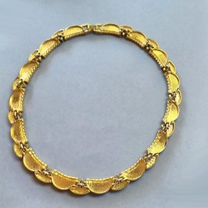 Vintage Premier Designs Gold Tone, Black Enamel and Rhinestones Panel Collar Necklace