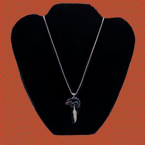 Vintage Carolyn Pollack American Southwest Sterling Silver Spirit Bear Gemstone Inlay Pendant Necklace