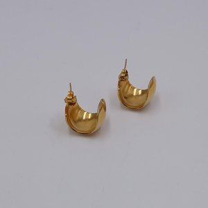 Vintage MONET Chunky and Wide Gold Tone Hoop Pierced Earrings
