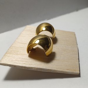 Vintage MONET Chunky and Wide Gold Tone Hoop Pierced Earrings