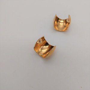 Vintage MONET Chunky and Wide Gold Tone Hoop Pierced Earrings
