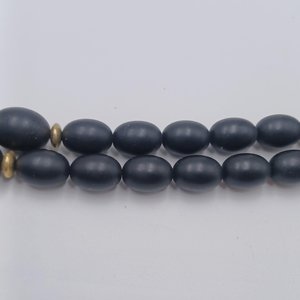 Asian Hand Painted Black Beads Long Necklace
