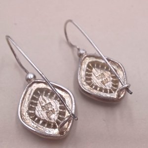 Nevada Silver Mine Sterling Silver and Marcasite Diamond Shape Open Work Ladies Pierced Dangle Earrings