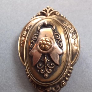 Antique Victorian Gold Filled Etruscan Revival Tassel Brooch Pendant, Mourning Jewelry