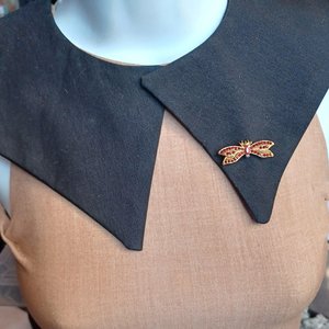 Vintage Gold Tone with Deep Red Rhinestones Winged Insect Brooch, Mid Century Brooch, Stamped Made in the USA
