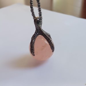 Vintage Sterling Silver Dragon Claw Rose Quartz Orb Pendant Necklace and Chain