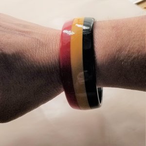 Vintage Genuine Bakelite Laminate "Red White and Blue" Bangle Bracelet