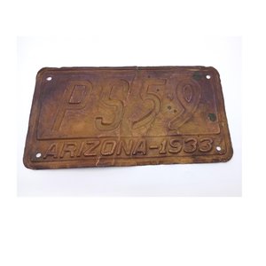 Vintage Arizona 1933 Copper Licence Plate, Collectible, Man Cave Item, Gift for Him, Garage Decor
