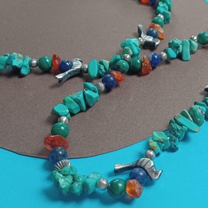 Vintage Southwestern Natural Turquoise, Malachite, Carnelian and Lapis Lazuli Beaded Necklace