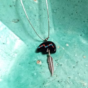 Vintage Carolyn Pollack American Southwest Sterling Silver Spirit Bear Gemstone Inlay Pendant Necklace