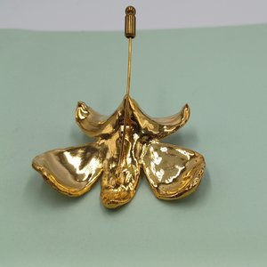 Vintage Real Orchid Gold Plated Edges and Back Brooch Stick Pin, Mother's Day Gift, Flower Pin