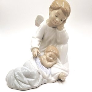 Lladró "My Guardian Angel" Vintage Porcelain Figurine, Highly Collectable,Blue Boy blanket, Made in Spain
