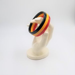 Vintage Genuine Bakelite Laminate "Red White and Blue" Bangle Bracelet
