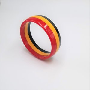 Vintage Genuine Bakelite Laminate "Red White and Blue" Bangle Bracelet