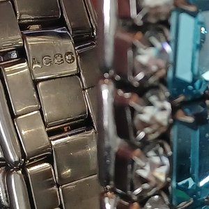 Vintage Art Deco ACCO Sparkling Blue and White Rhinestones  Expandable Bracelet