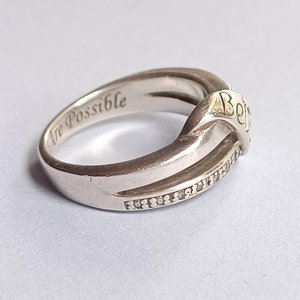 Bradford Gold Exchange Sterling Silver  "Believe All Things are Possible" Crossover Ladies Ring, Size 5.5, Christian Ring