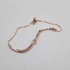 Rose Gold Tone Cubic Zirconia Adjustable Slide Tennis Bracelet, Gift for Her