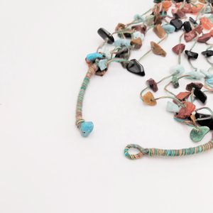 Native American Multi Strand Natural Gemstone Chip Southwestern Necklace, Vintage