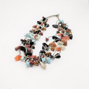 Native American Multi Strand Natural Gemstone Chip Southwestern Necklace, Vintage
