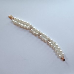 Charming Vintage Faux Pearls and Rhinestones Beaded Bracelet