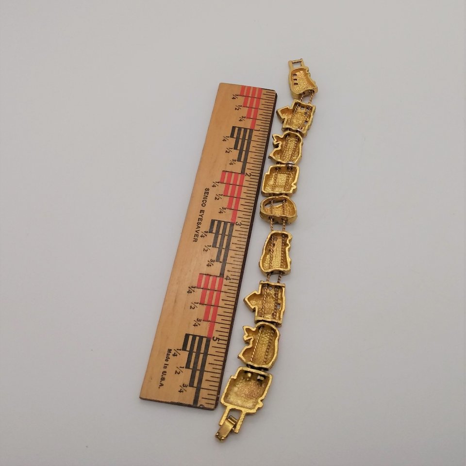 Vintage Matte Yellow Gold Tone School Days Slide Charm Bracelet