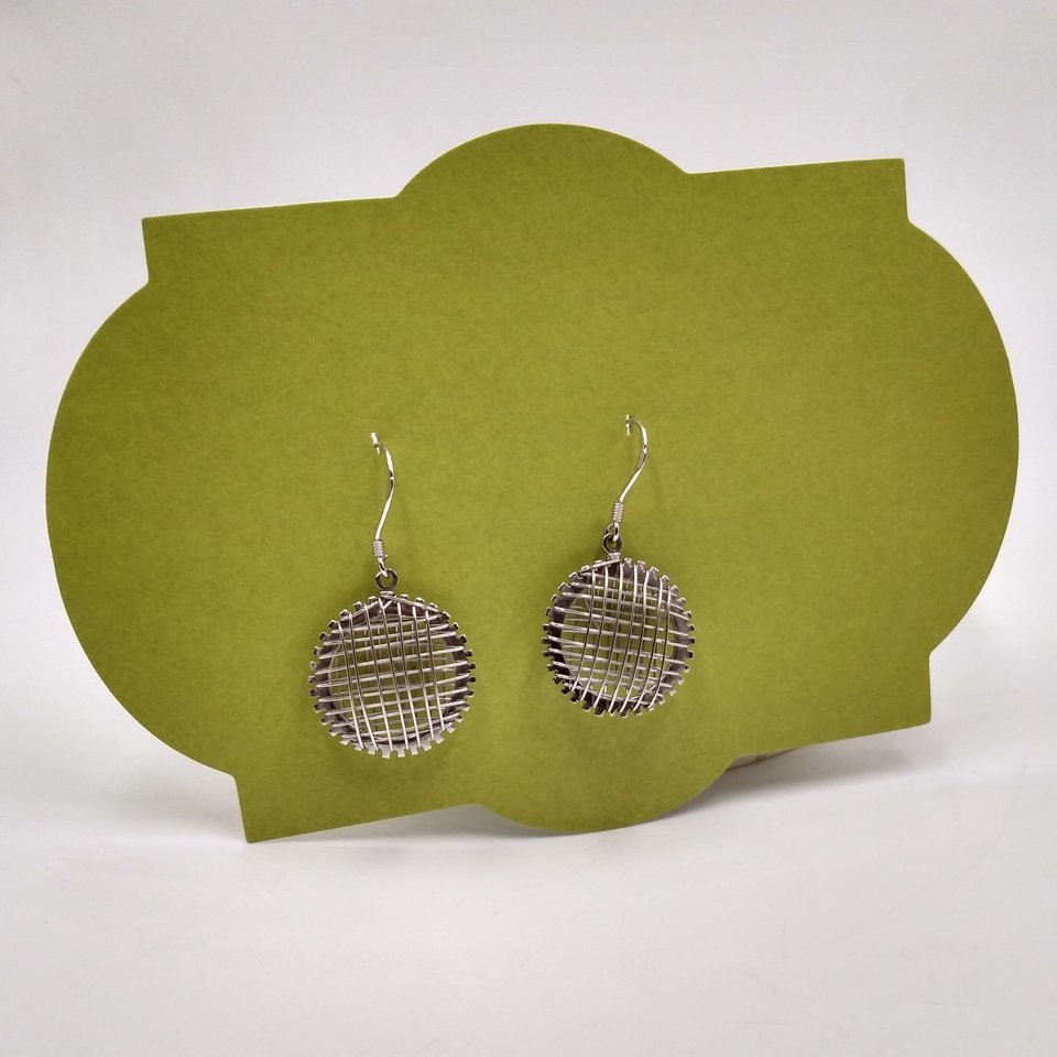 Vintage 925 Sterling Silver Weave Dangle Earrings and Matching Ring (size 6.5 ), Great Gift