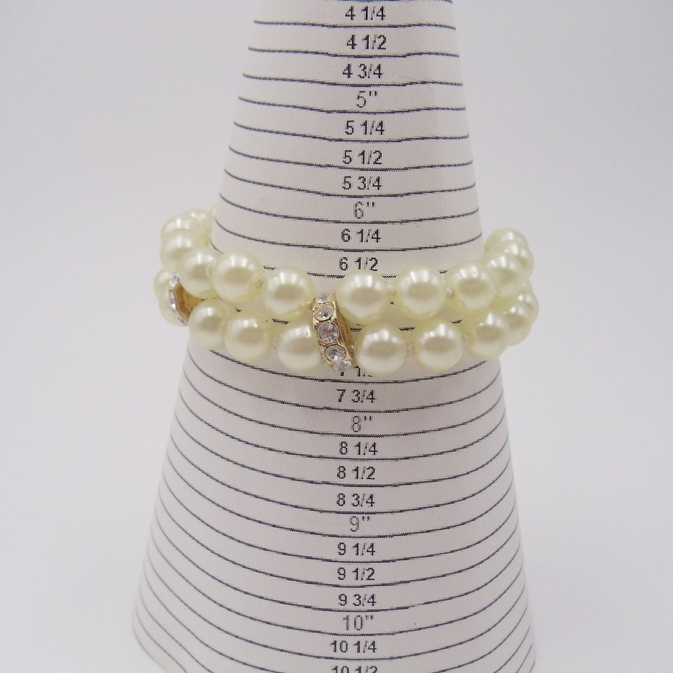Charming Vintage Faux Pearls and Rhinestones Beaded Bracelet