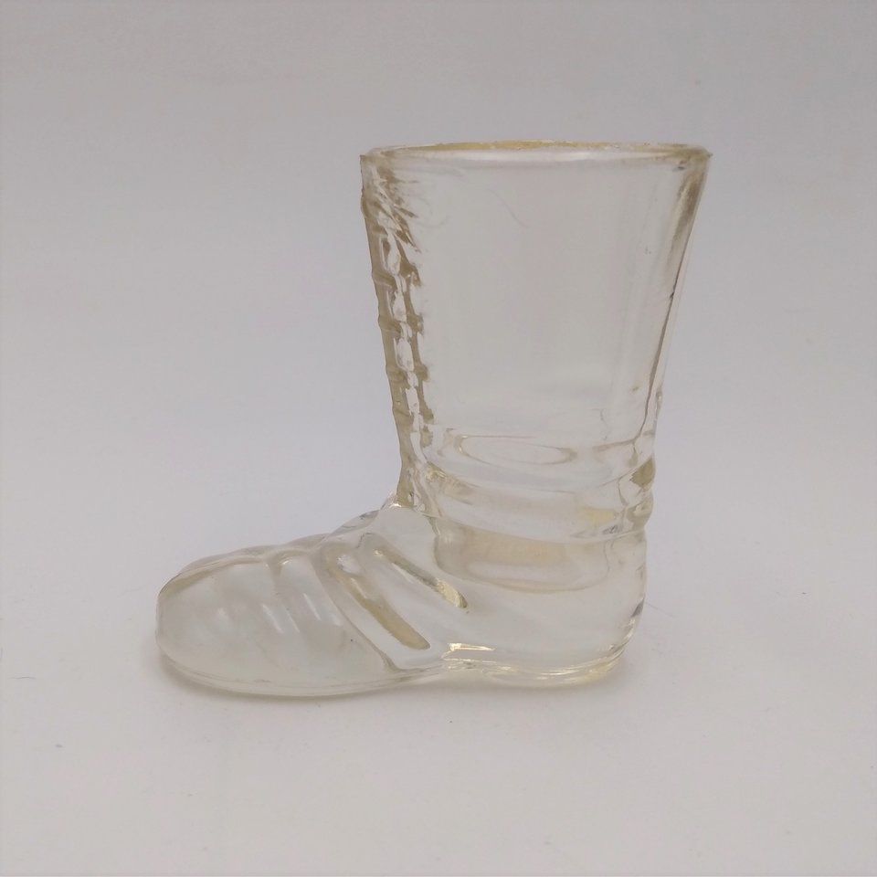 Vintage Glass Boot Toothpick/Match Holder, Shot glass, Collectable