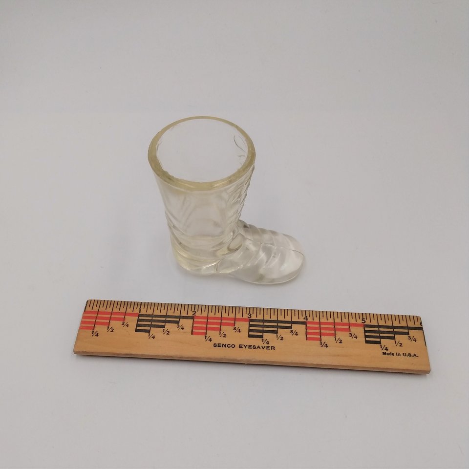 Vintage Glass Boot Toothpick/Match Holder, Shot glass, Collectable