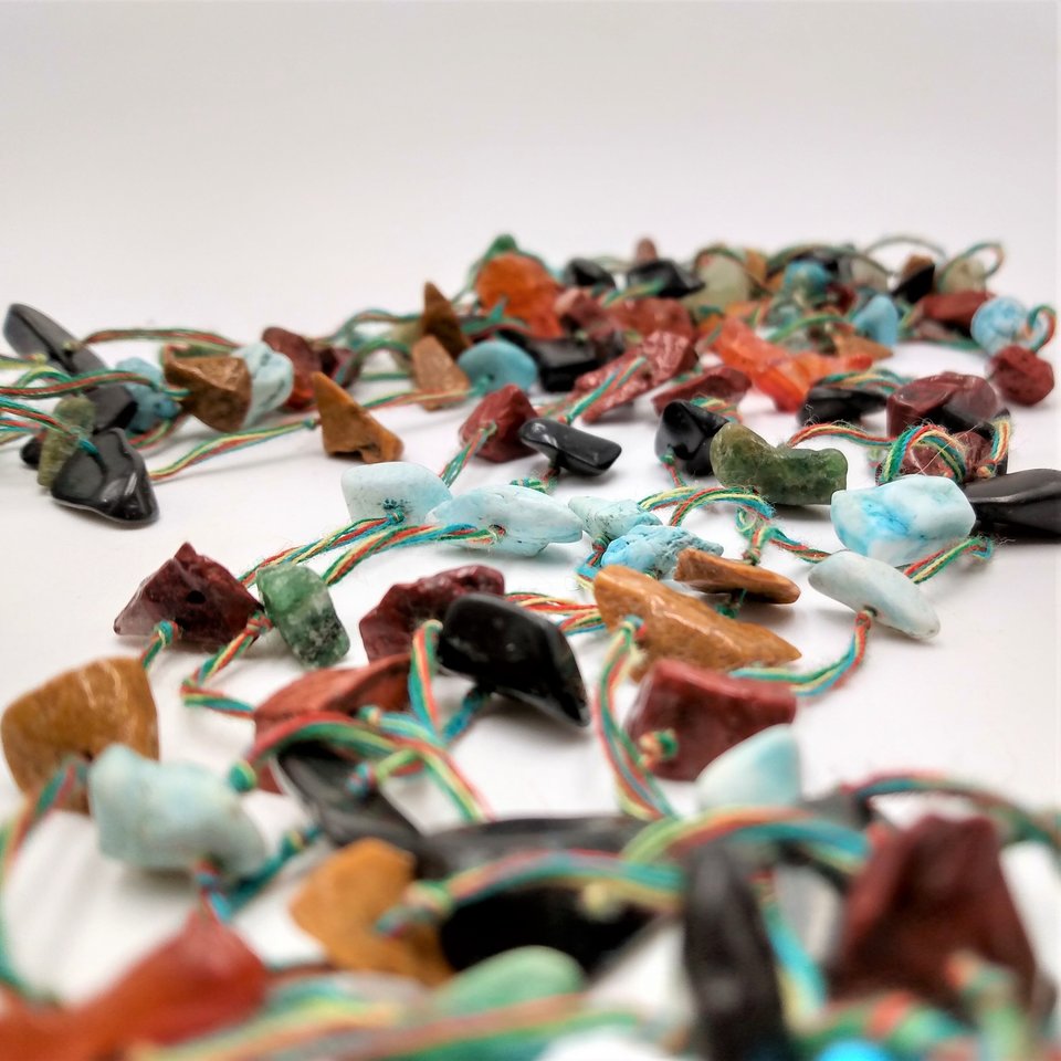 Native American Multi Strand Natural Gemstone Chip Southwestern Necklace, Vintage