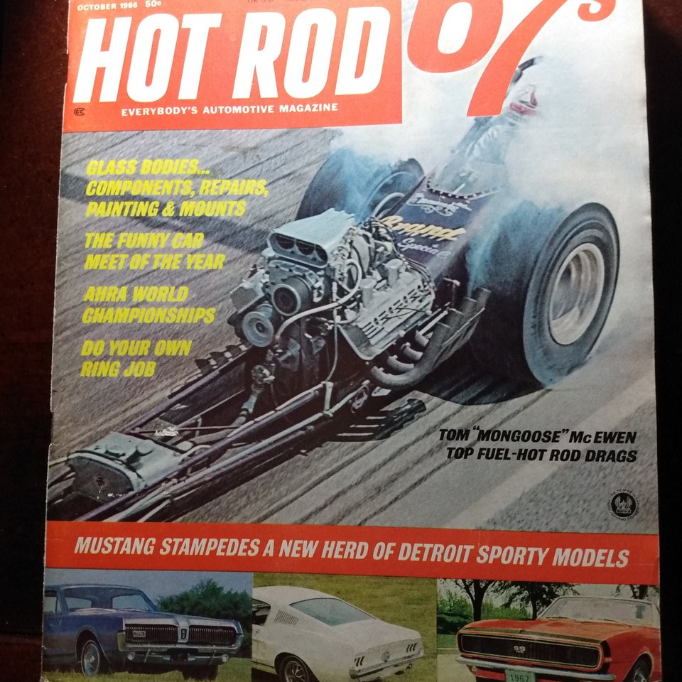 HOT ROD October 1966 Vintage Magazine, Great gift for Dad and Grampa. Original price 50 cents!!!