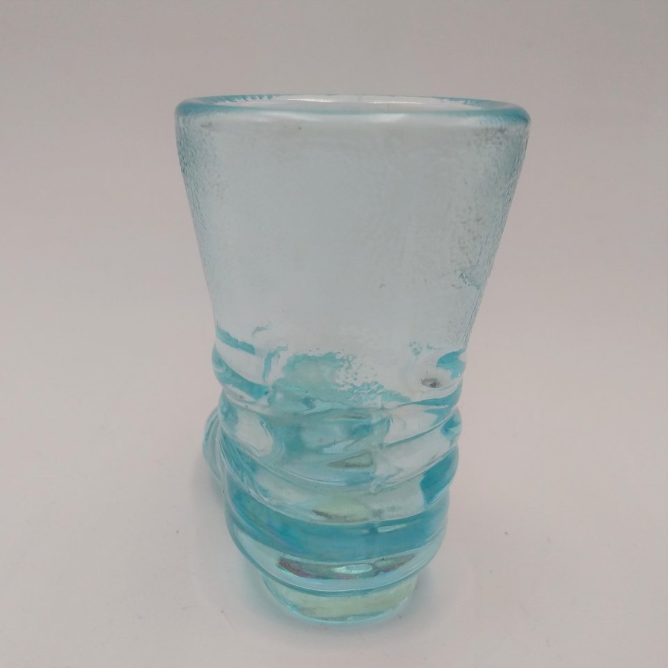 Vintage Light Blue Pressed Glass Boot Toothpick Holder or Shot Glass