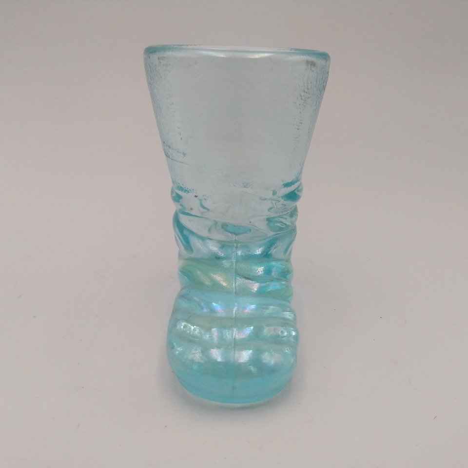 Vintage Light Blue Pressed Glass Boot Toothpick Holder or Shot Glass