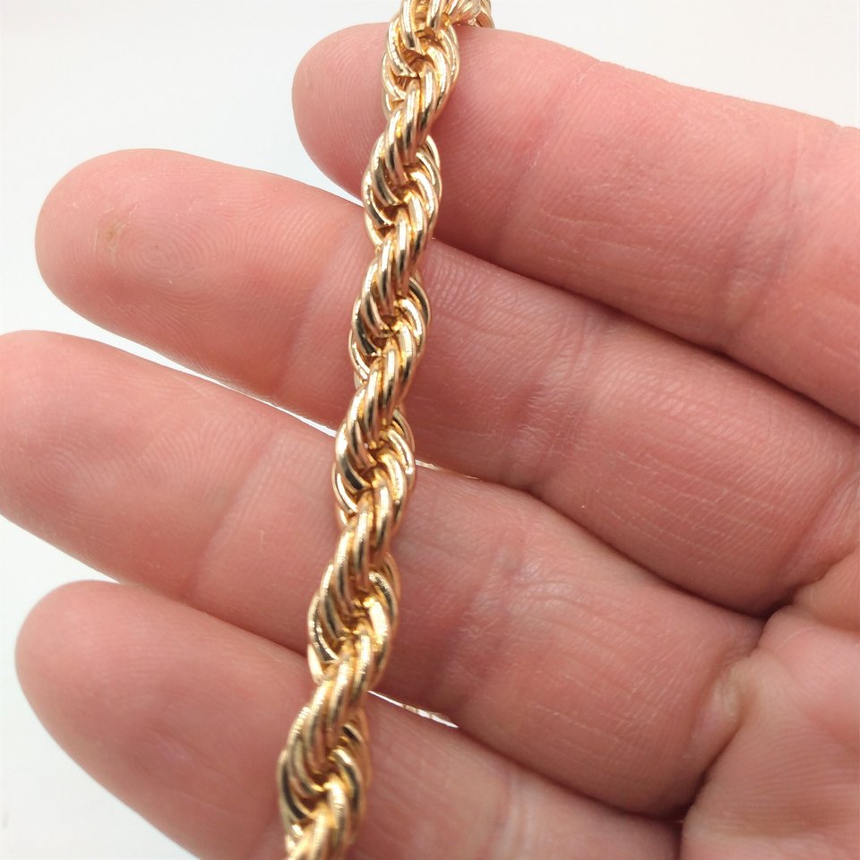 Shiny Vintage Chunky Gold Tone Rope Chain Bracelet for Women