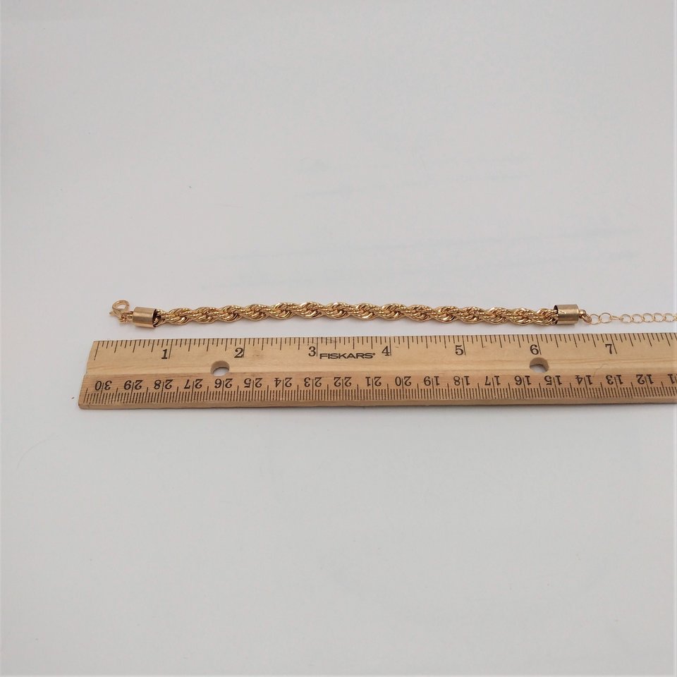 Shiny Vintage Chunky Gold Tone Rope Chain Bracelet for Women
