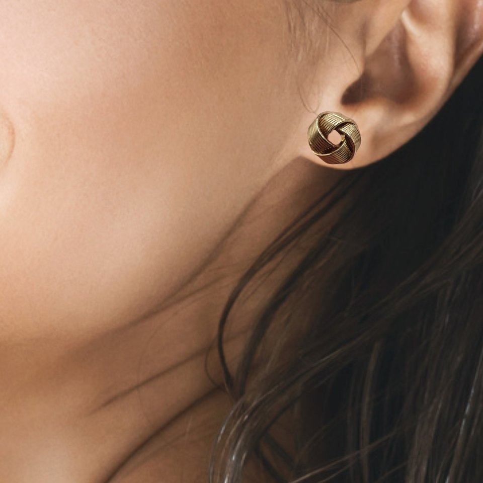 Flattering Vintage Gold Tone Figural Knots Post Earrings
