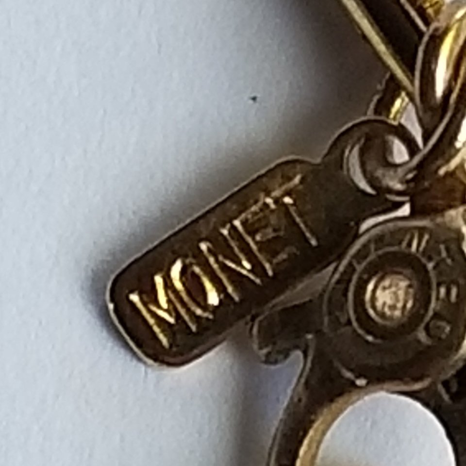 MONET Gold Tone and Light Cream Yellow Enamel Interlocking Links Pendant and Snake Chain