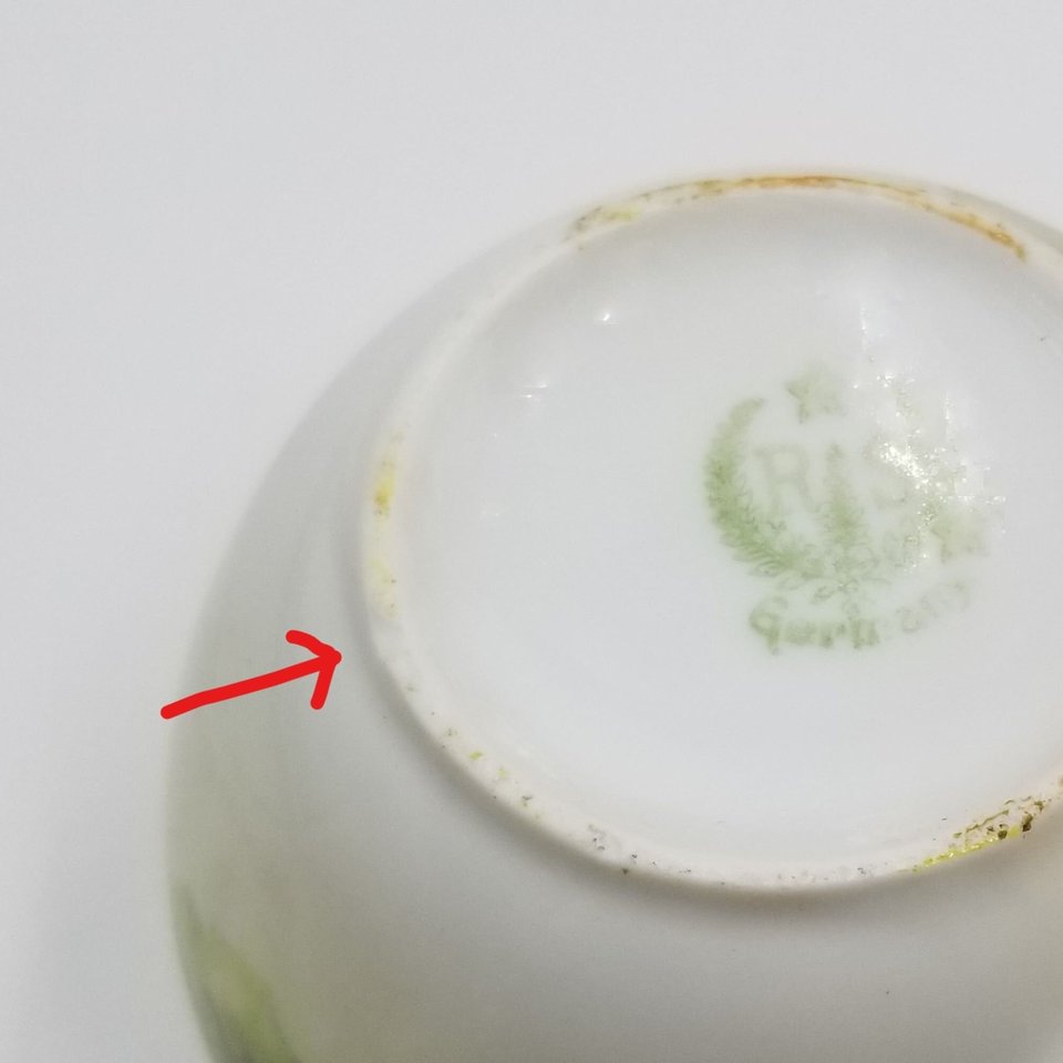 Beautiful Antique R S Germany Green and White Poppies Porcelain Lidded Sugar Bowl