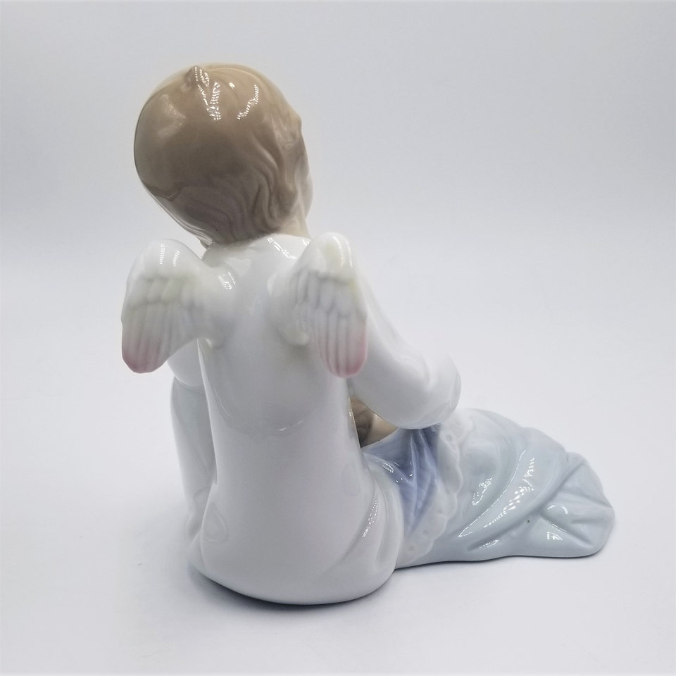 Lladró "My Guardian Angel" Vintage Porcelain Figurine, Highly Collectable,Blue Boy blanket, Made in Spain
