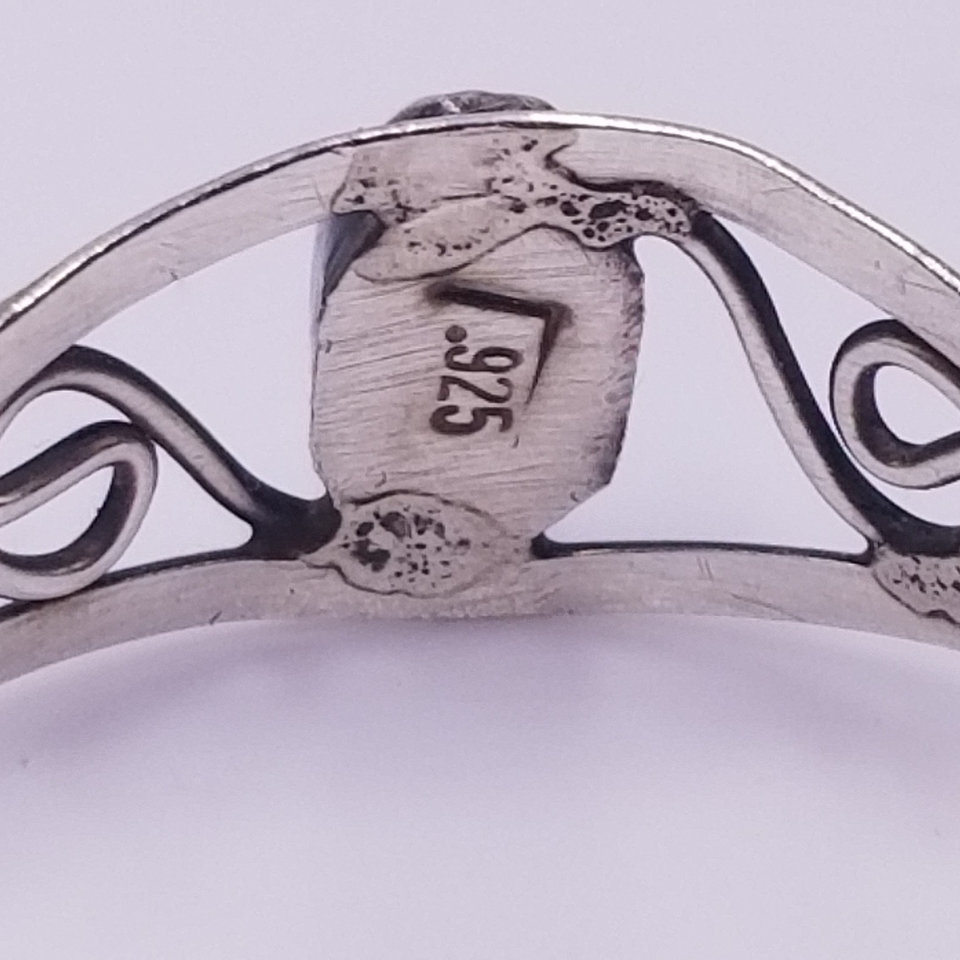 Vintage Southwestern Sterling Silver Swirls Turquoise Ring Size 7