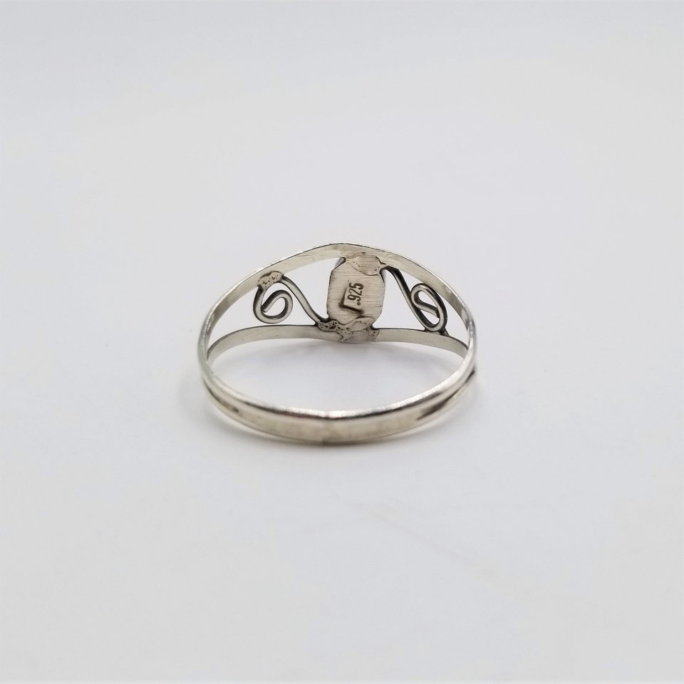 Vintage Southwestern Sterling Silver Swirls Turquoise Ring Size 7