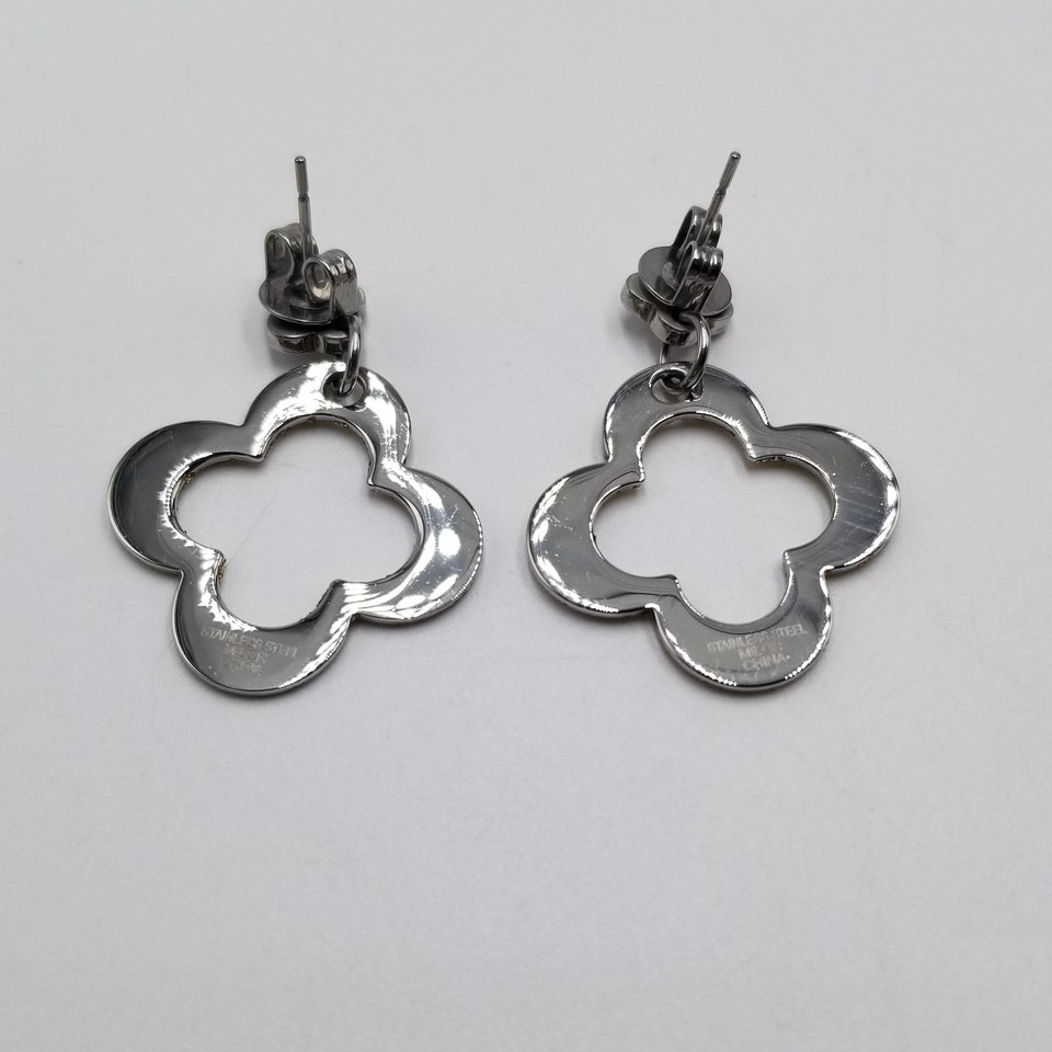 Milor Stainless Steel and Gold Glitter Ring and Dangling Earrings Set, Vintage,  Size 6.5