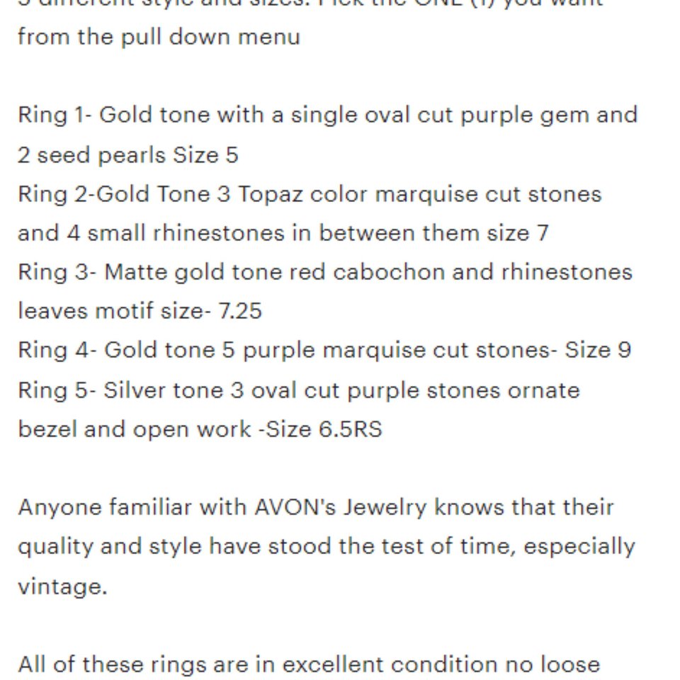 Vintage Avon Jeweled Statement Rings, Your Choice, 2 left going fast!