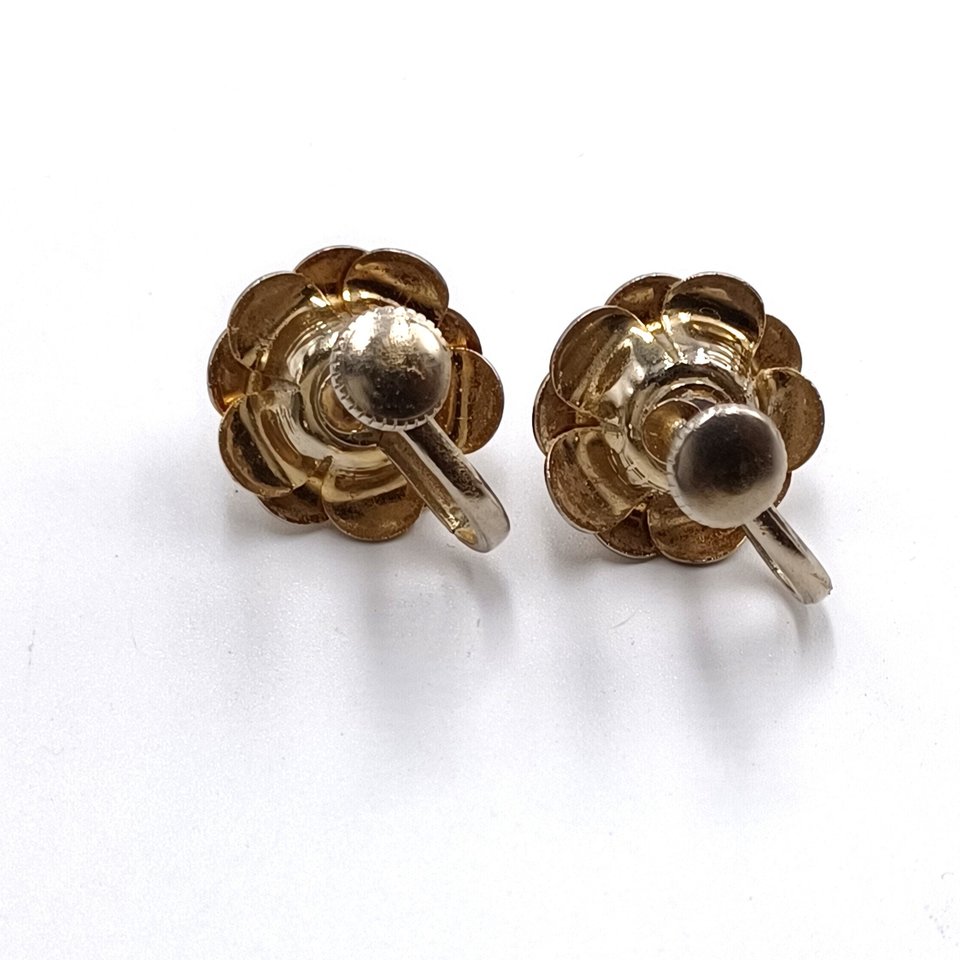 3 Pairs of Gold and Silver Tone Roses Themes Clip-on Earrings
