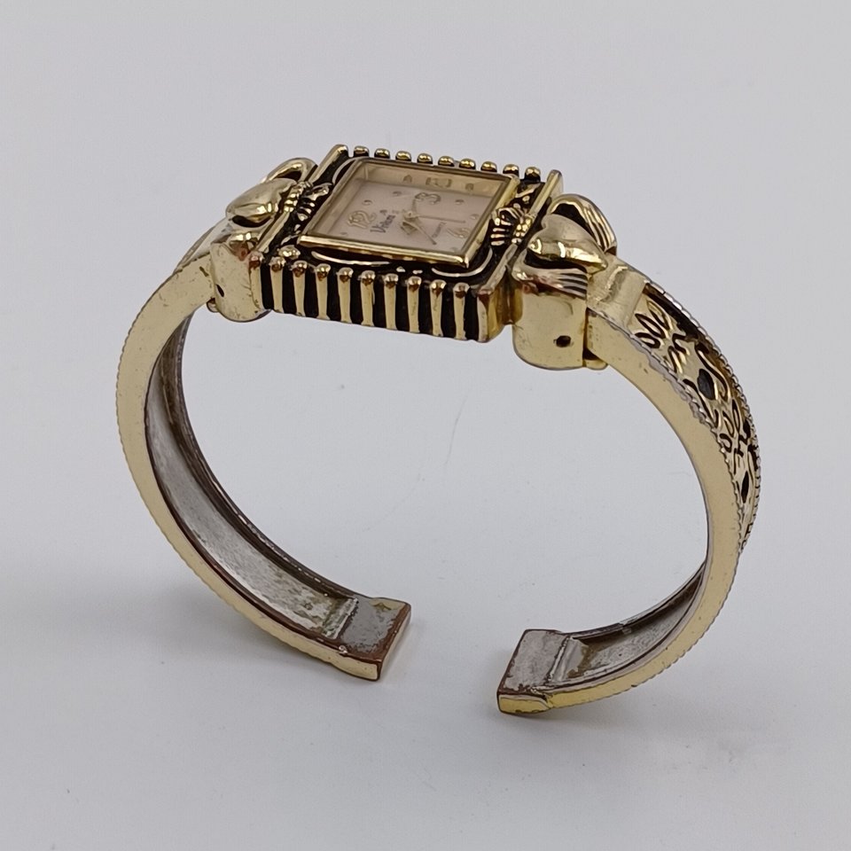 Vivani, Gold Tone Claddagh Ornate Ladies Quartz Clamper Wrist Watch
