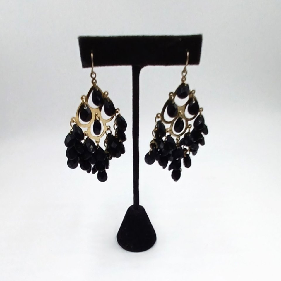 Collection of Vintage Black Costume Jewelry- 7 items, Jewelry Lot