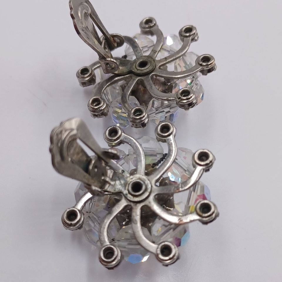 Beautiful WEISS Aurora Borealis Cluster Clip-On Earrings
